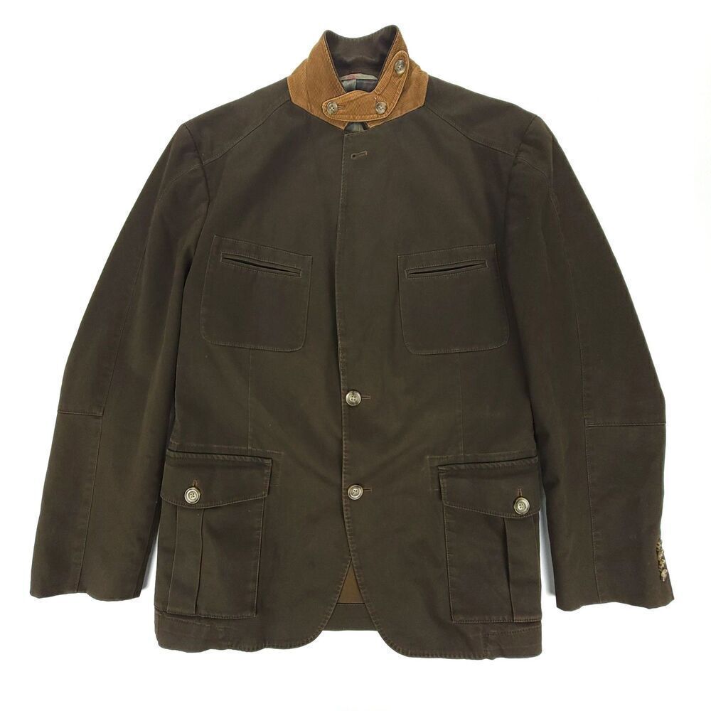 Kroon Corduroy Collar 2 Button Military Chore Blazer Jacket Vintage Brown 42R
